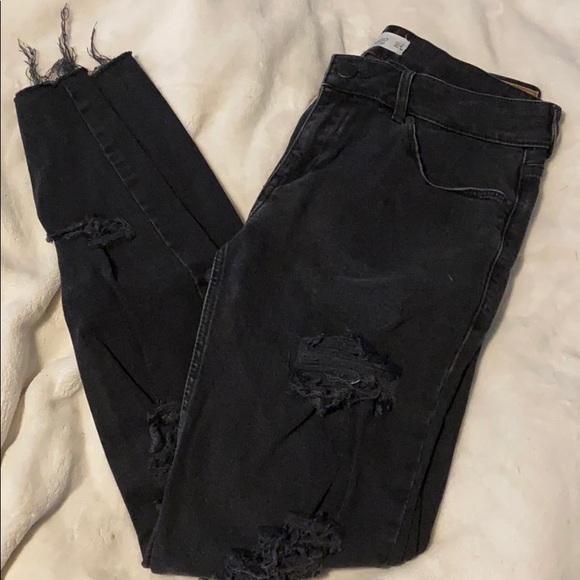 Black wash Mango ripped jeans - Picture 1 of 5